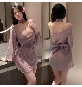 FEE ET MOI - Sexy Wife Deep V Kimono (Purple)